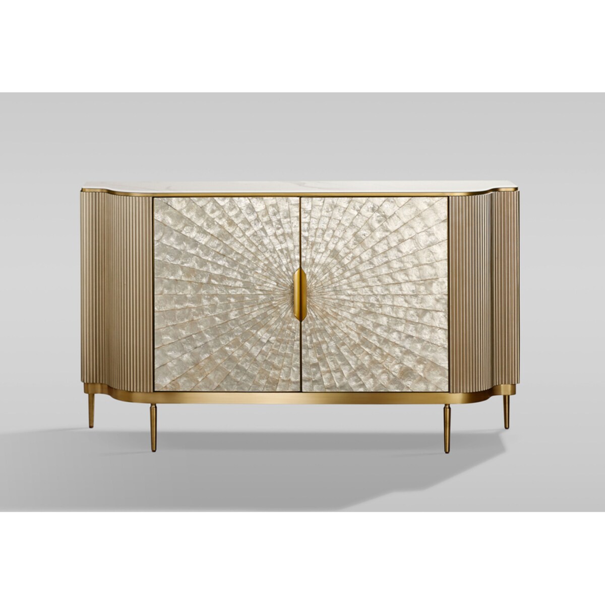 Komoda złota Champion Glamour Premium z muszelkami 150x40x88