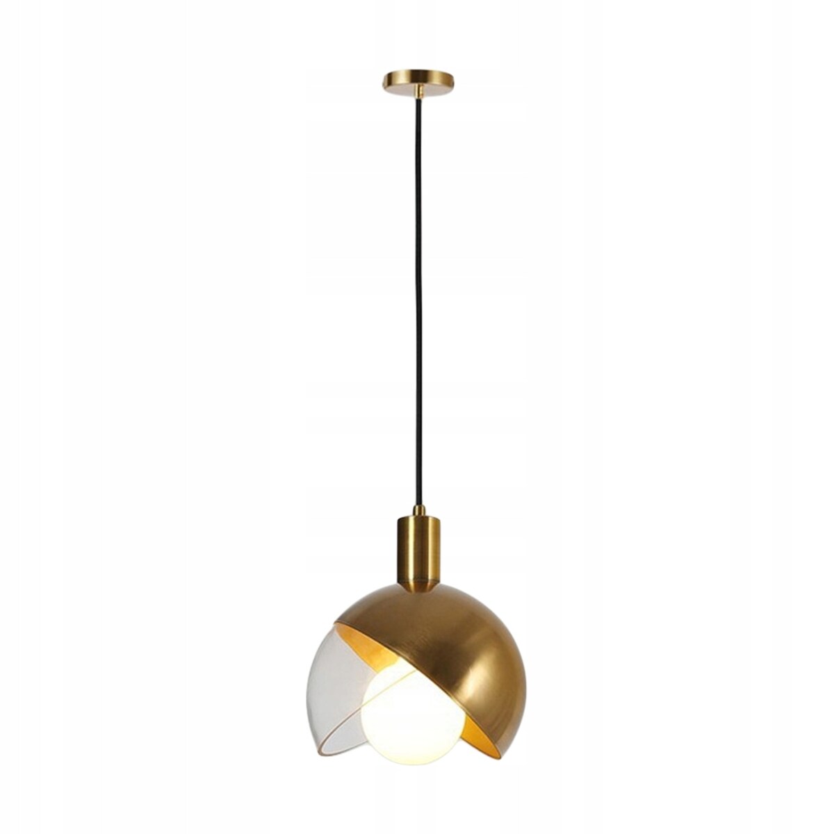 Lampa Sufitowa Wisząca Szklana Metalowa Złota Gold