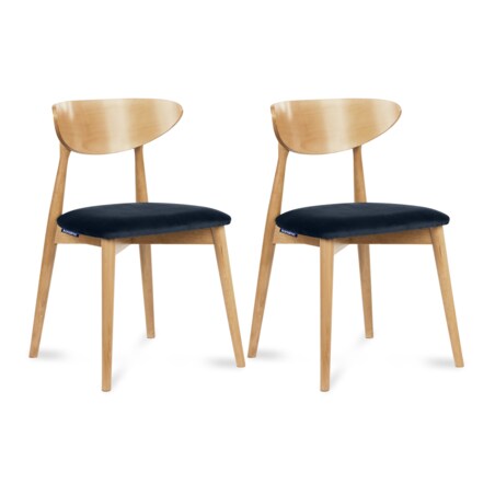 KONSIMO RABI drewniane krzesła 2 sztuki dąb ciemnoniebieski welur