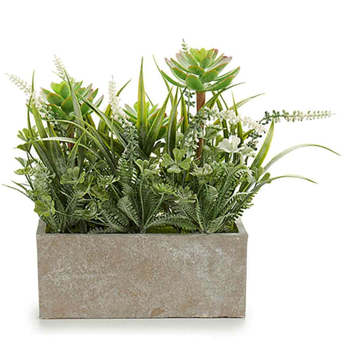 Sztuczne kwiaty w betonowej doniczce na balkon, 7 x 17 x 23 cm