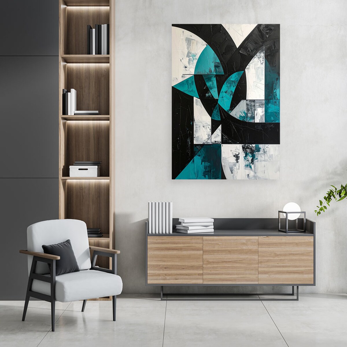 Obraz do salonu sypialni biura, Geometryczne kształty abstrakcja turkusowy