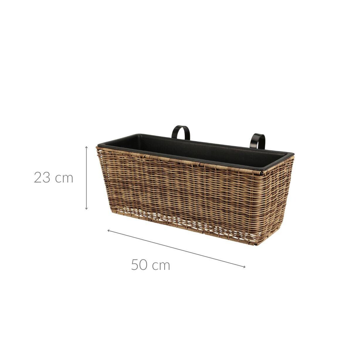 Pleciona doniczka balkonowa, naturalna, 50 cm