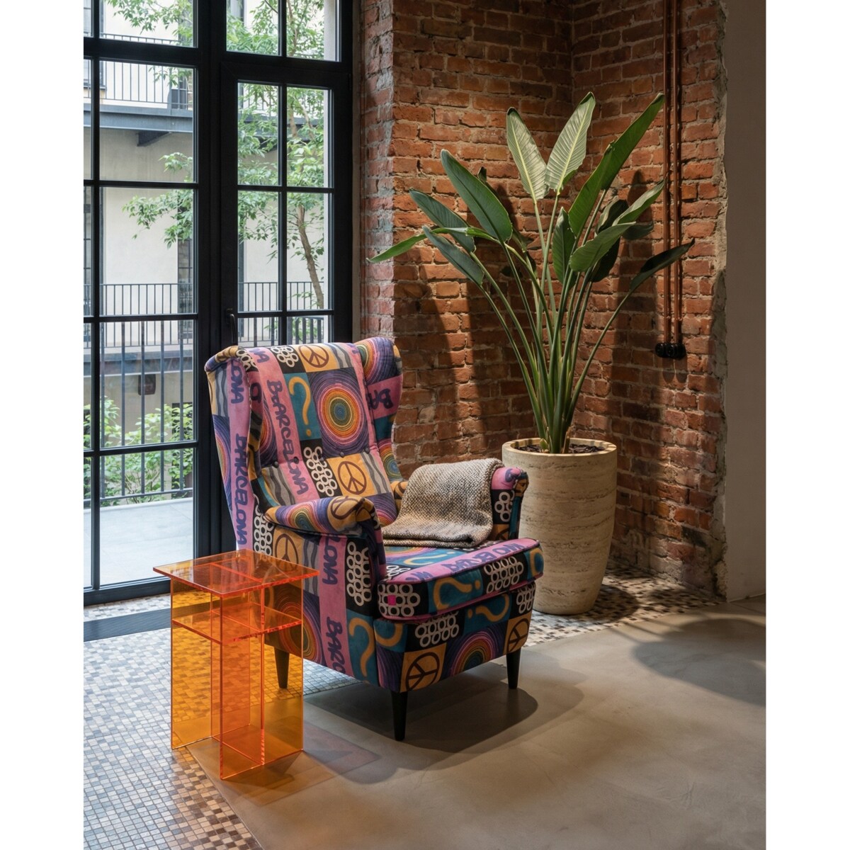 Fotel uszak Barcelona velvet – elegancki fotel wypoczynkowy do salonu i sypialni z autorskim wzorem