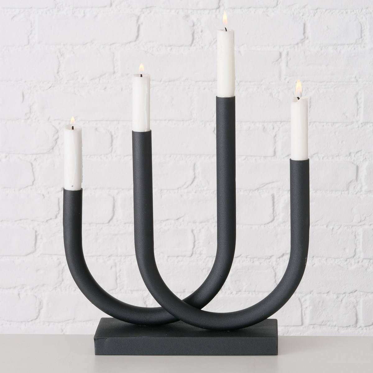 Metalowy świecznik Tonis, 34 x 33 cm, czarny