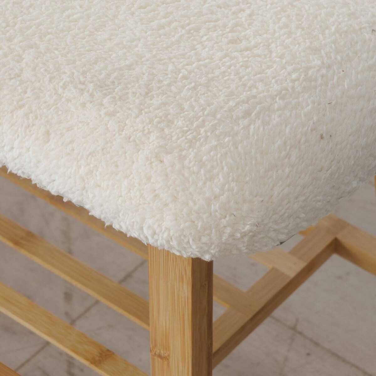 Ławka na buty z siedziskiem miś BENJA, bambusowy stelaż