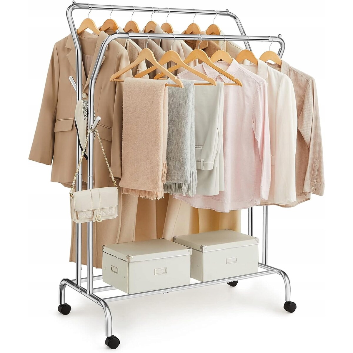 Wieszak Na Ubrania Na Kółkach 103,5X52,5X155 Cm Srebrny