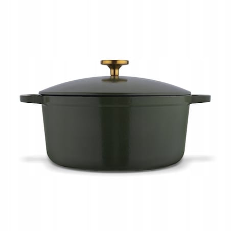 Gęsiarka żeliwna emaliowana brytfanna garnek 5 L okrągła ZIELONA na święta