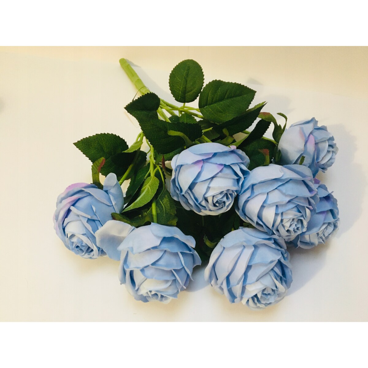 BUKIET DUŻY RÓŻA sztuczna NIEBIESKI LIŚCIE do wazonu flakonu święta pomnik