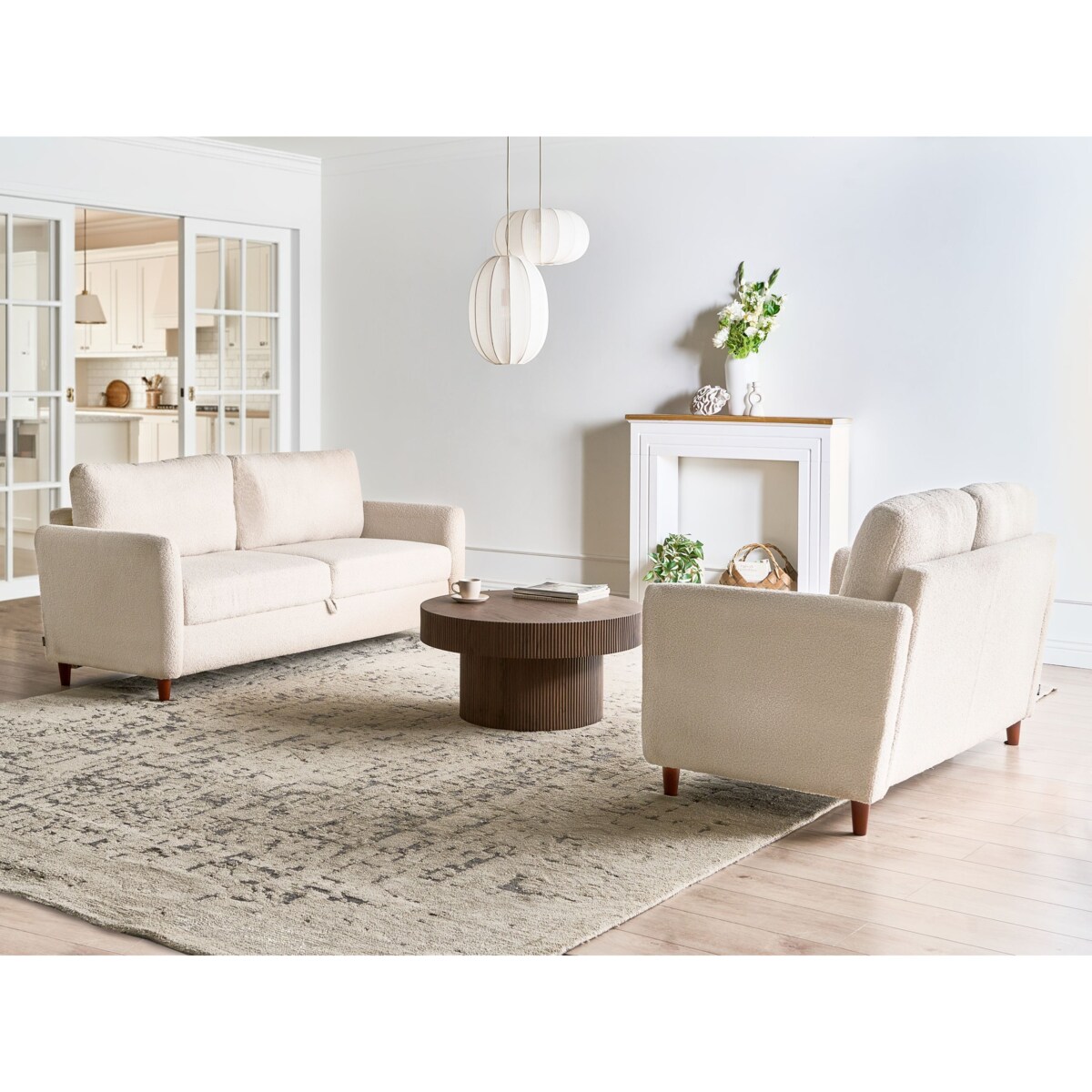 Sofa dla 3 osób MARE Boucle Beżowy