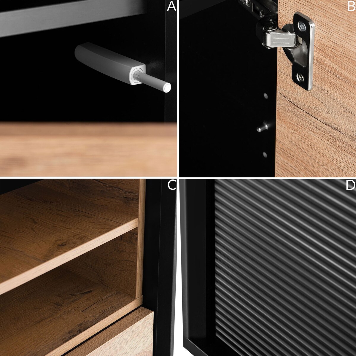 KONSIMO LOFTY Regał z czarnym ryflowaniem