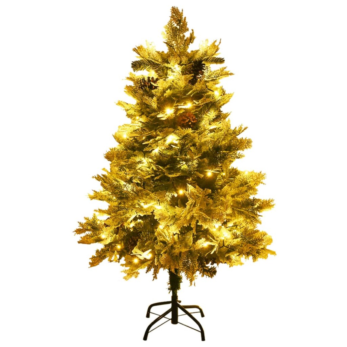 vidaXL Sztuczna choinka z lampkami i szyszkami, zielona 150 cm, PVC/PE