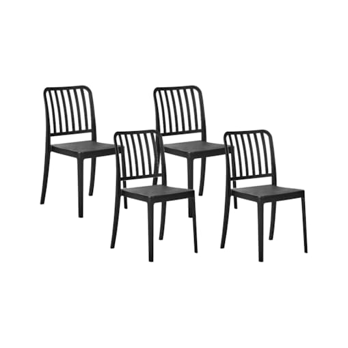 Zestaw 4 krzeseł ogrodowych SERSALE Materiał syntetyczny Czarny