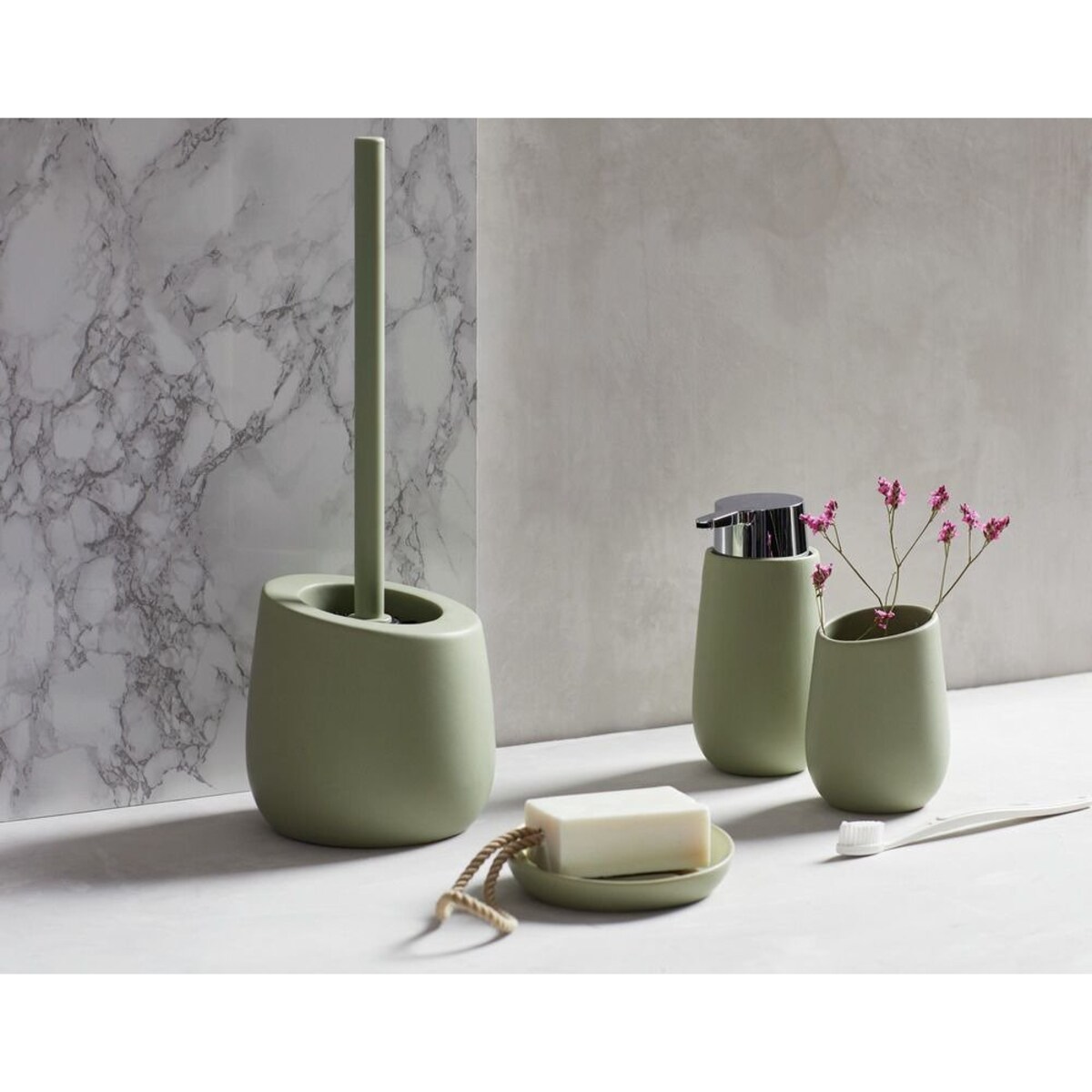 Kubek ceramiczny na szczoteczki BADI, WENKO, kolor zielony
