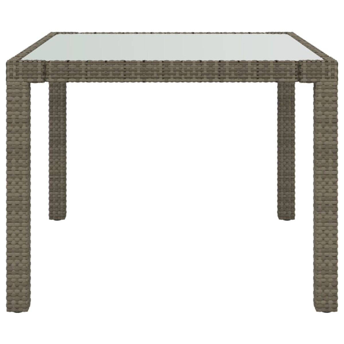 vidaXL Stół ogrodowy, 90x90x75 cm, szkło i rattan PE, szary