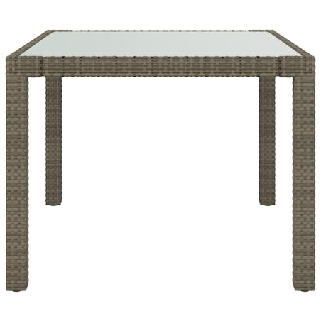 vidaXL Stół ogrodowy, 90x90x75 cm, szkło i rattan PE, szary