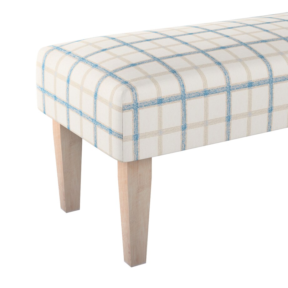 Ławka, niebieska kratka tle ecru, 100 x 40 x 40 cm, Avinon