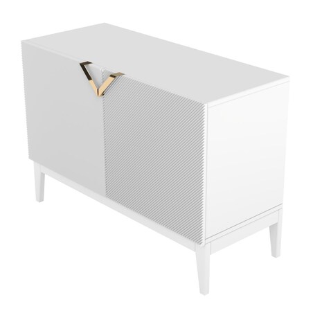 Drewniana komoda Visby DEMI LONG 2D / kolor biały + białe nogi / szer. 100,5 cm