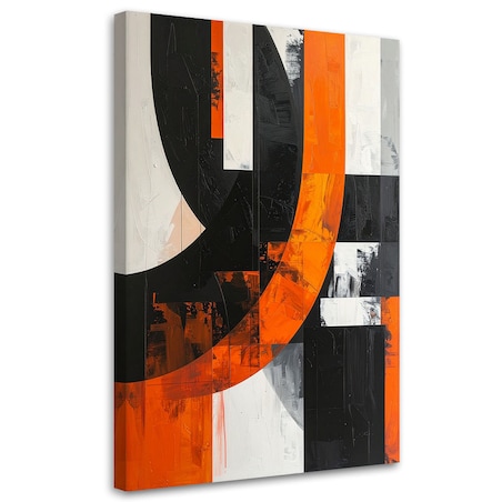 Obraz do salonu pokoju biura, Abstrakcja kształty czarno pomarańczowy