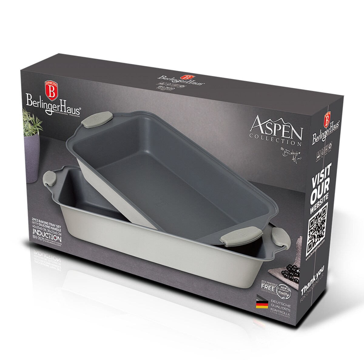 Zestaw 2 form do pieczenia z silikonowym uchwytem Aspen BerlingerHaus