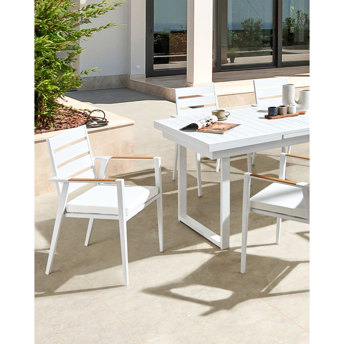 Krzesło ogrodowe Zestaw 6 Metal Biały TAVIANO