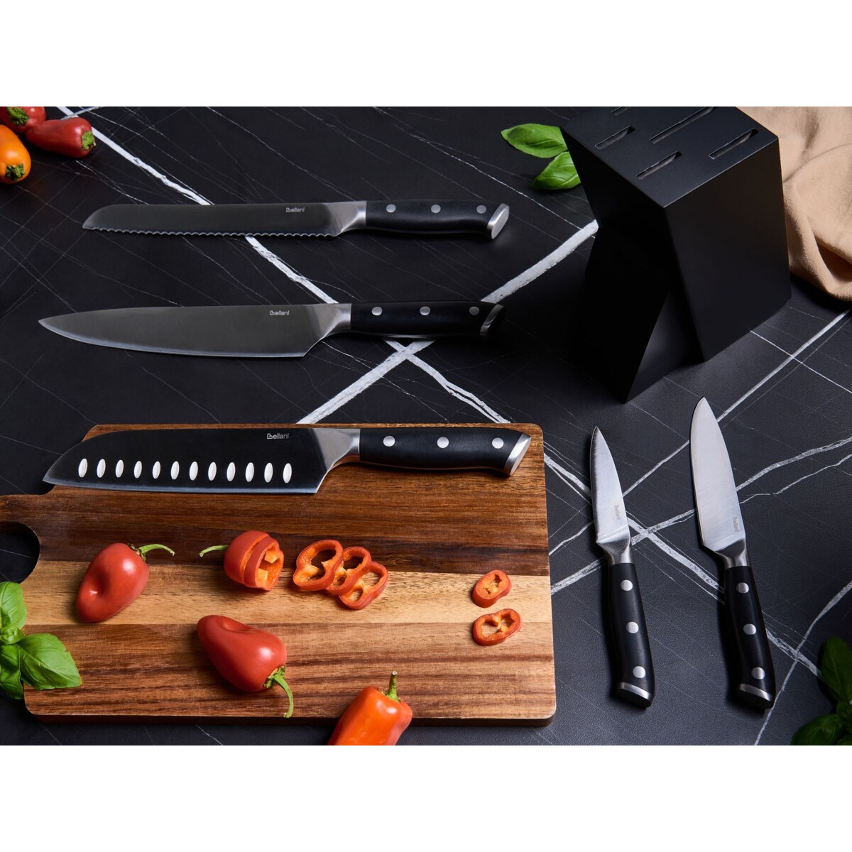 Zestaw 5 noży w bloku IKEDA Czarny