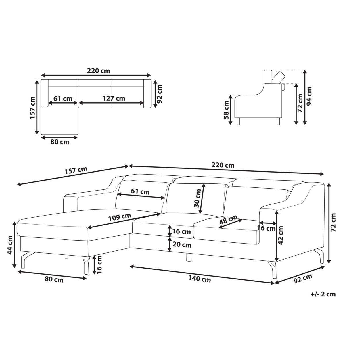 Narożnik prawostronny niebieski GLOSLI