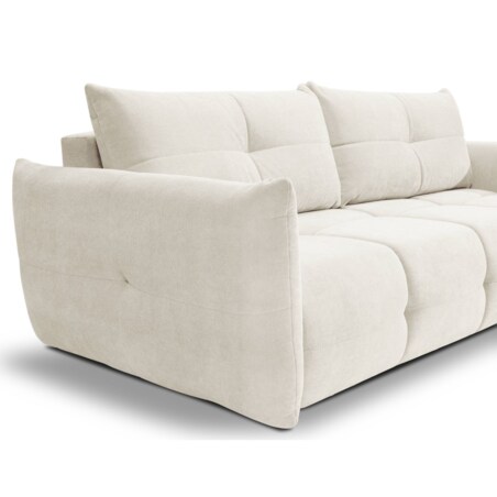 Nowoczesna kanapa pikowana BASTO z funkcją spania, ecru
