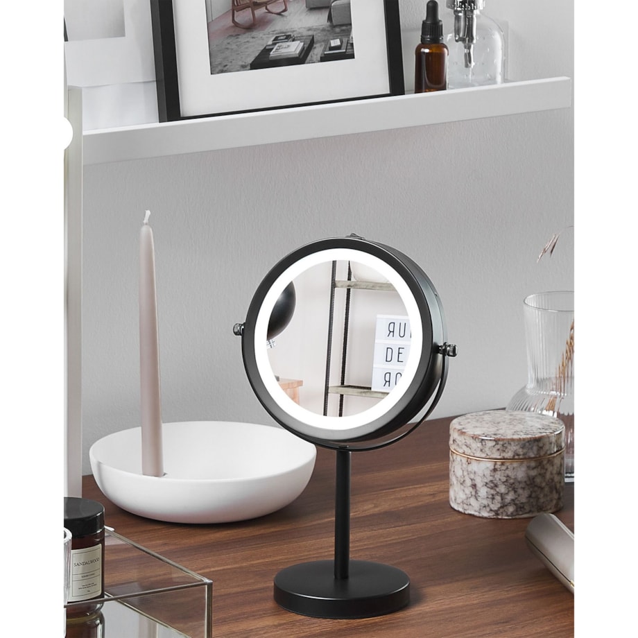 Lusterko kosmetyczne LED ø 17 cm czarne TUCHAN