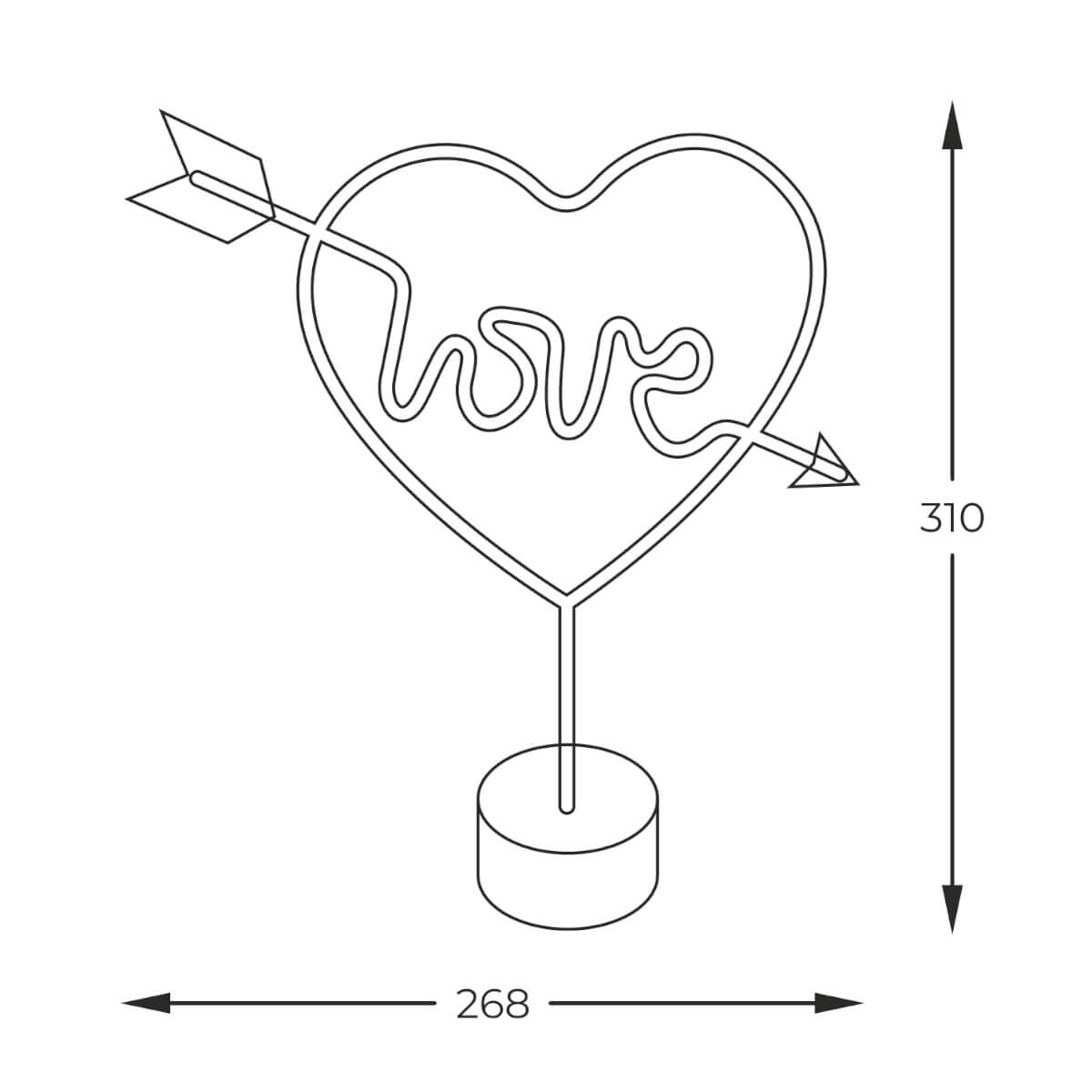 Stolikowa lampka dekoracyjna Neon FM-JNL01 Zumaline LED love serce czerwone
