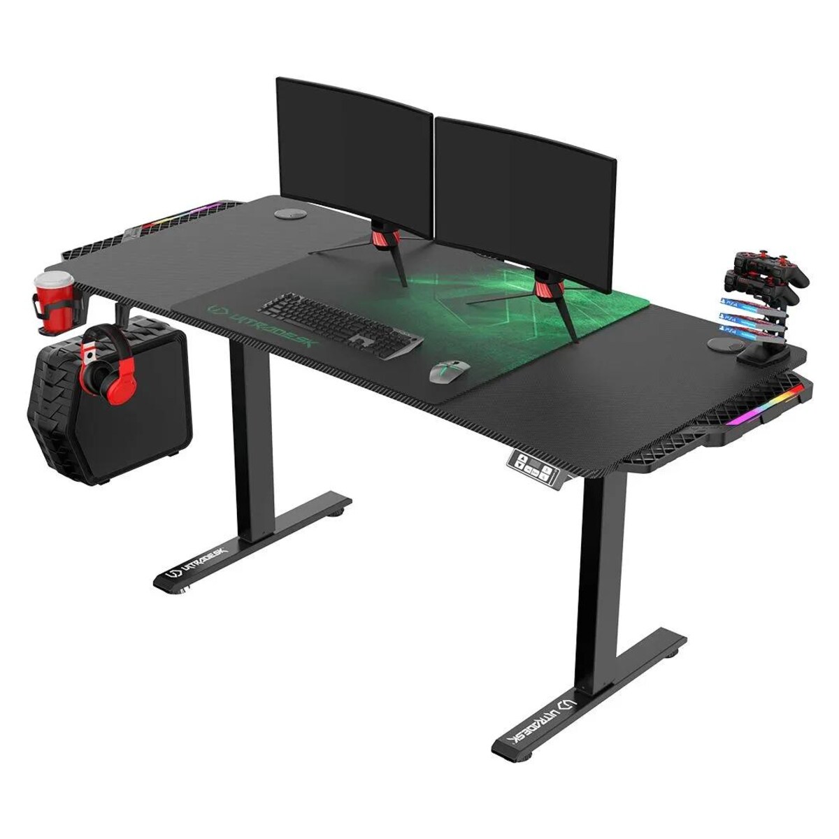 Biurko gamingowe LEVEL V2 LED zielone
