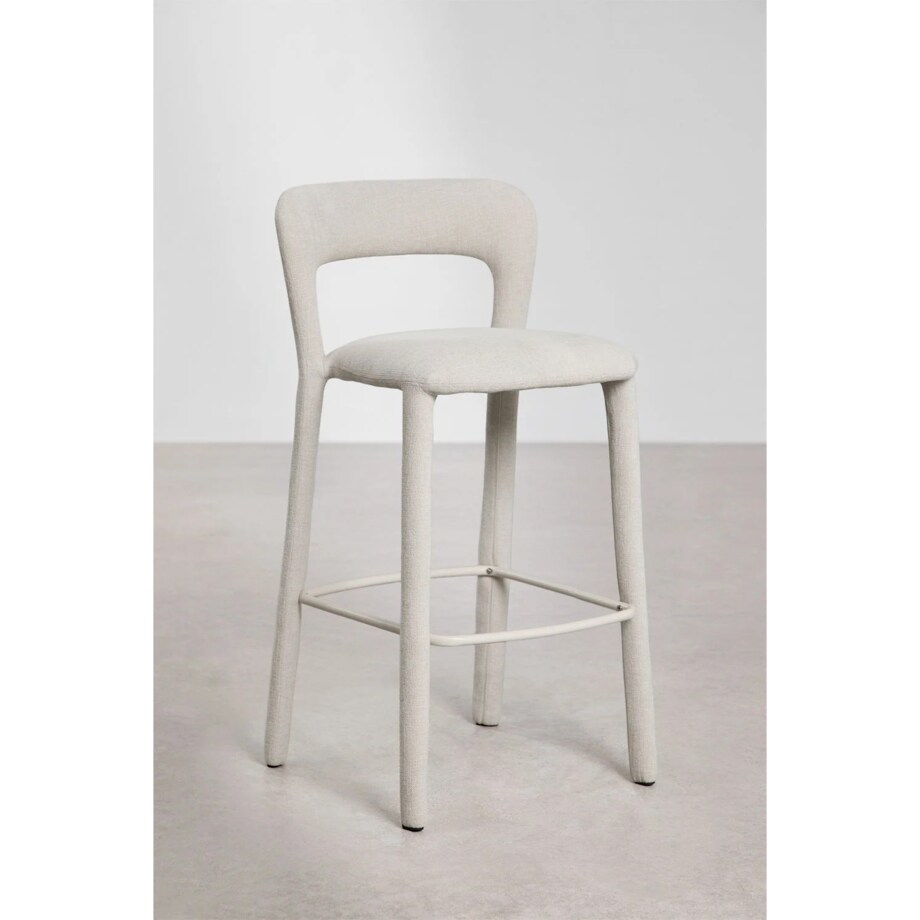 Krzesło barowe tapicerowane, brudna biel, Brussells ↑75 cm