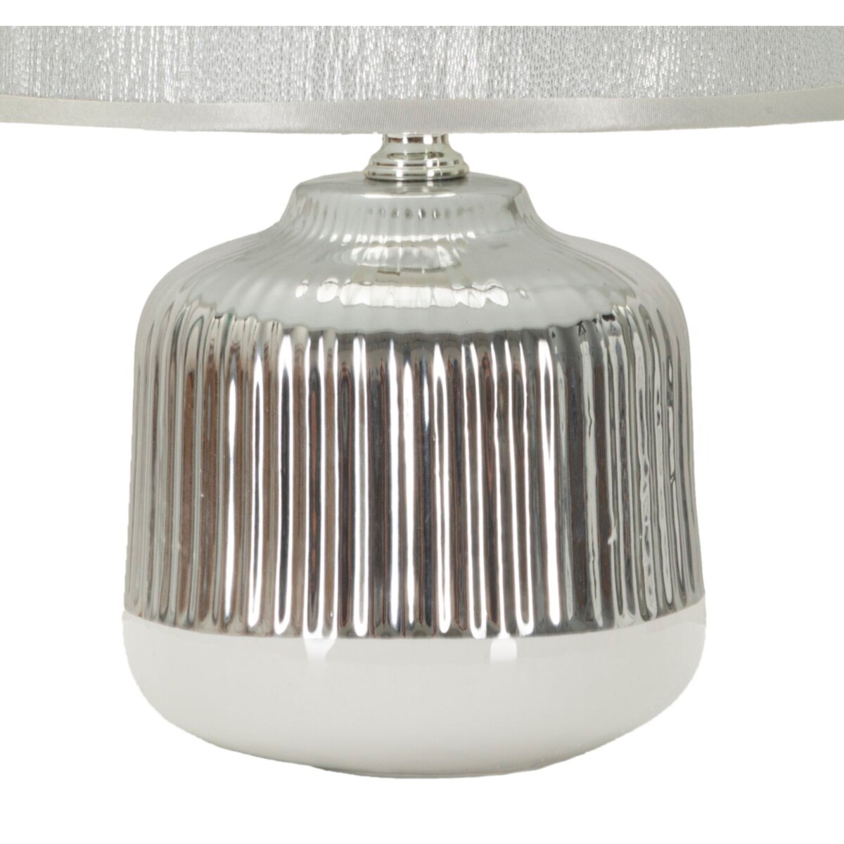 Lampa stołowa Lucina, kolor biały i srebrny, ceramika, żelazo i tkanina, 20 x 20 x 29 cm, 1 x E14, do salonu i sypialni, Mauro Ferretti