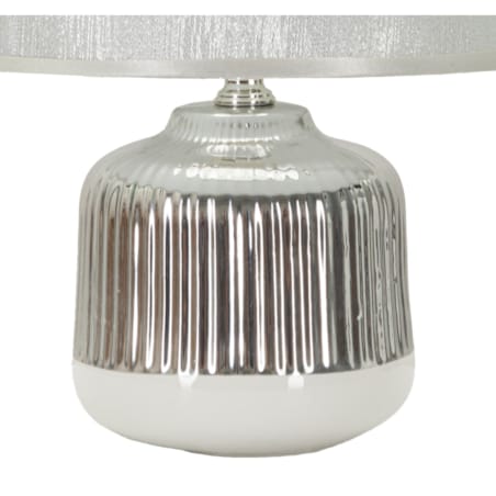 Lampa stołowa Lucina, kolor biały i srebrny, ceramika, żelazo i tkanina, 20 x 20 x 29 cm, 1 x E14, do salonu i sypialni, Mauro Ferretti
