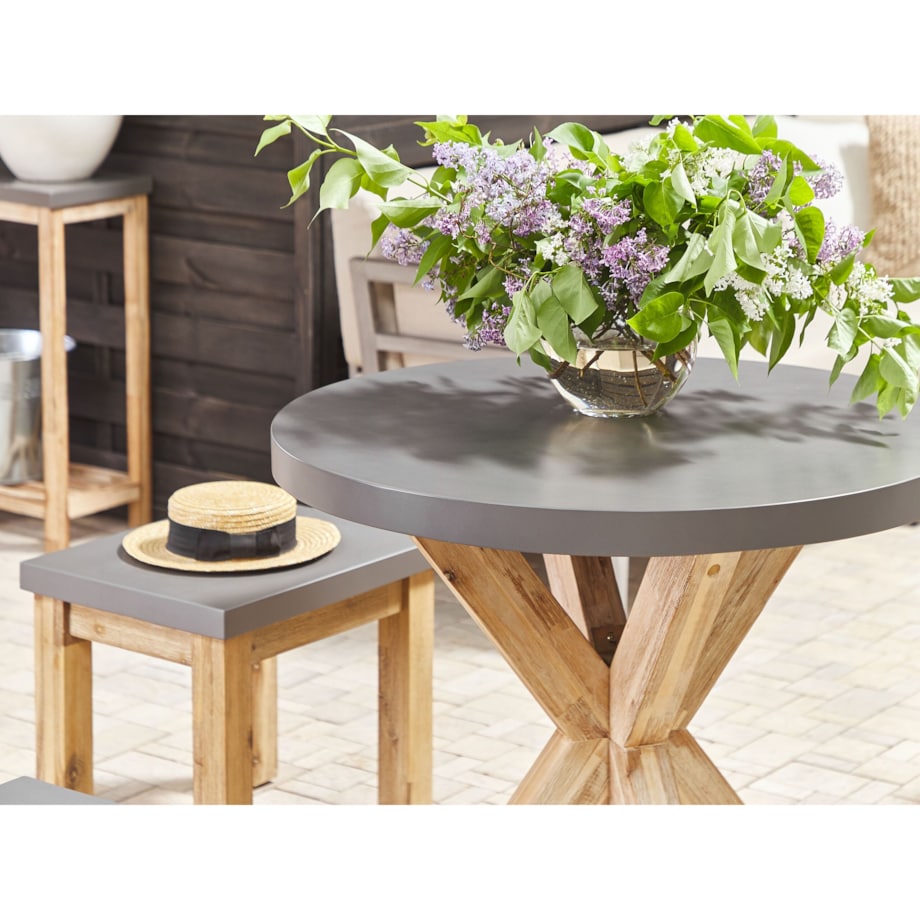 Okrągły stół ogrodowy betonowy ⌀ 90 cm szary OLBIA