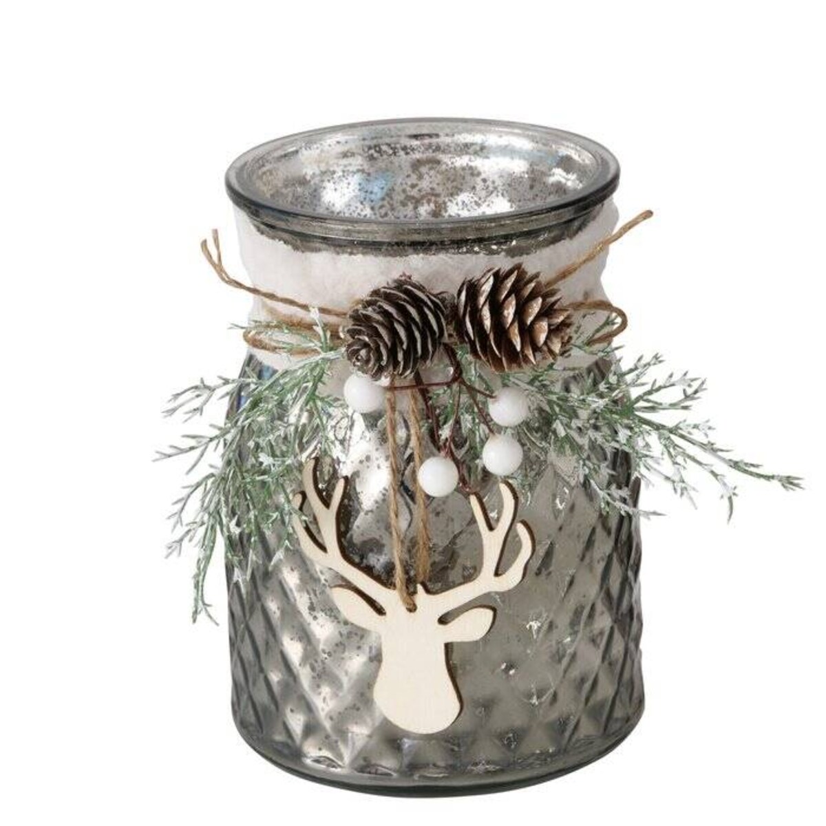 Świecznik słoik ze stroikiem WILKA, wys. 16 cm