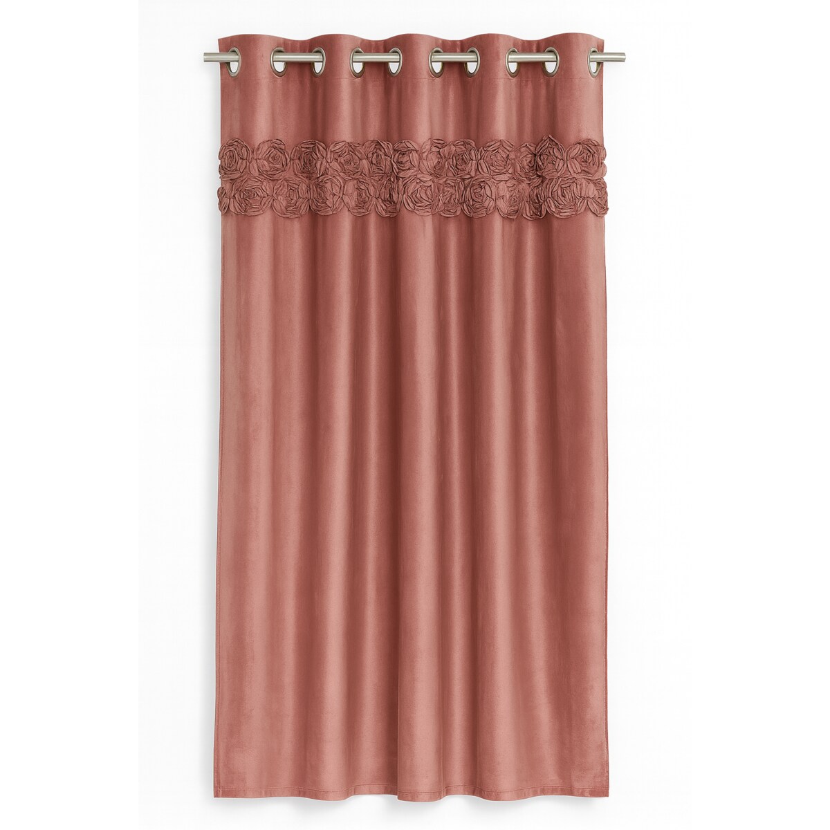 Zasłona welurowa "royal roses" z wyszywanymi różami 140x250 cm przelotka | róż