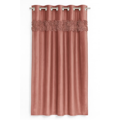 Zasłona welurowa "royal roses" z wyszywanymi różami 140x250 cm przelotka | róż