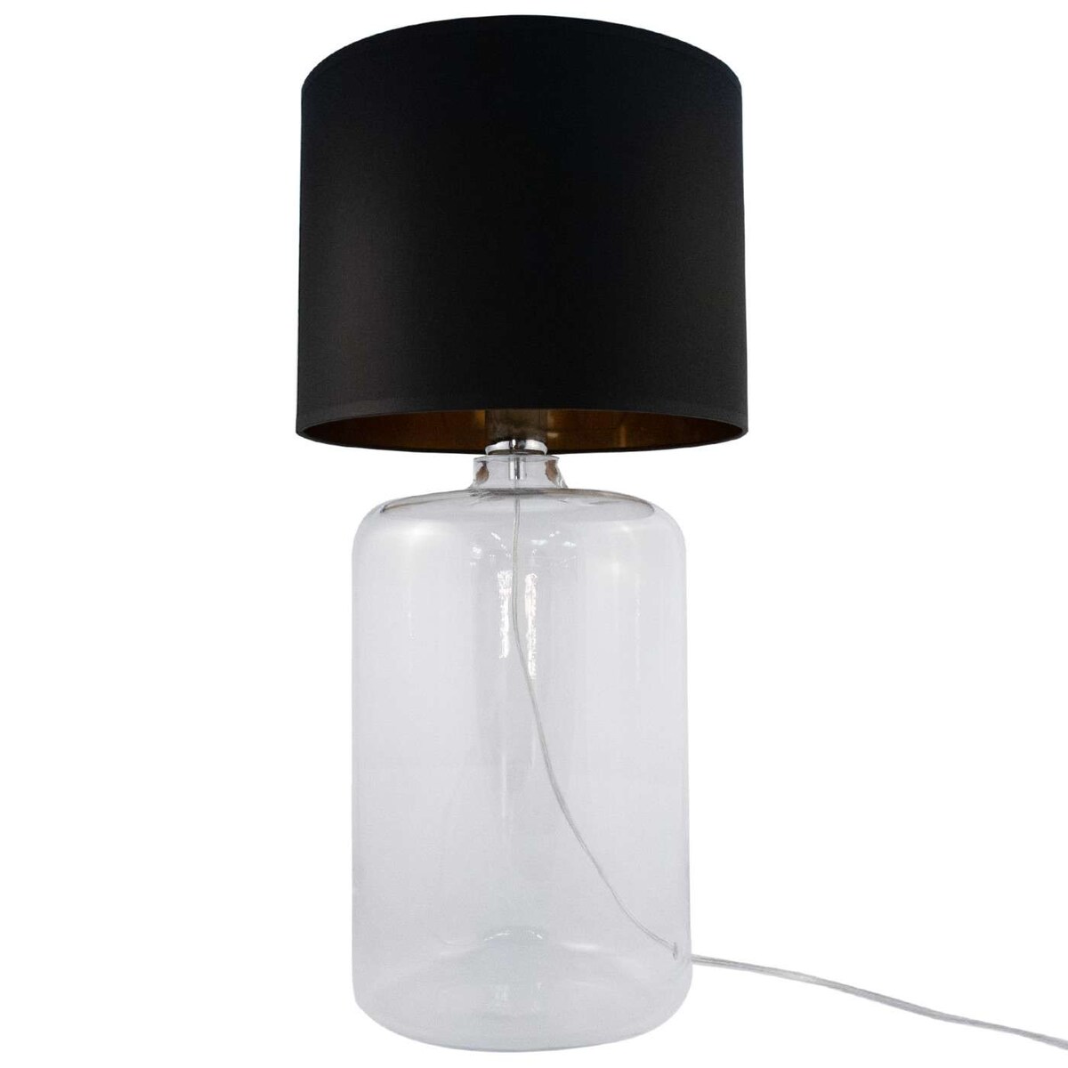 Nocna LAMPA stojąca AMARSA 5508BKGO Zumaline stołowa LAMPKA szklana czarna przezroczysta
