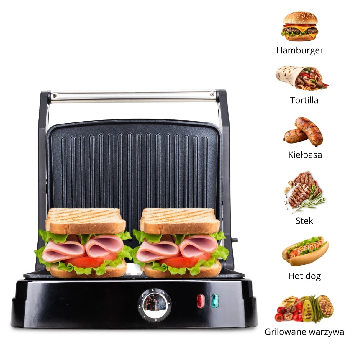 Grill elektryczny opiekacz do kanapek tortilli 2000W KAMILLE
