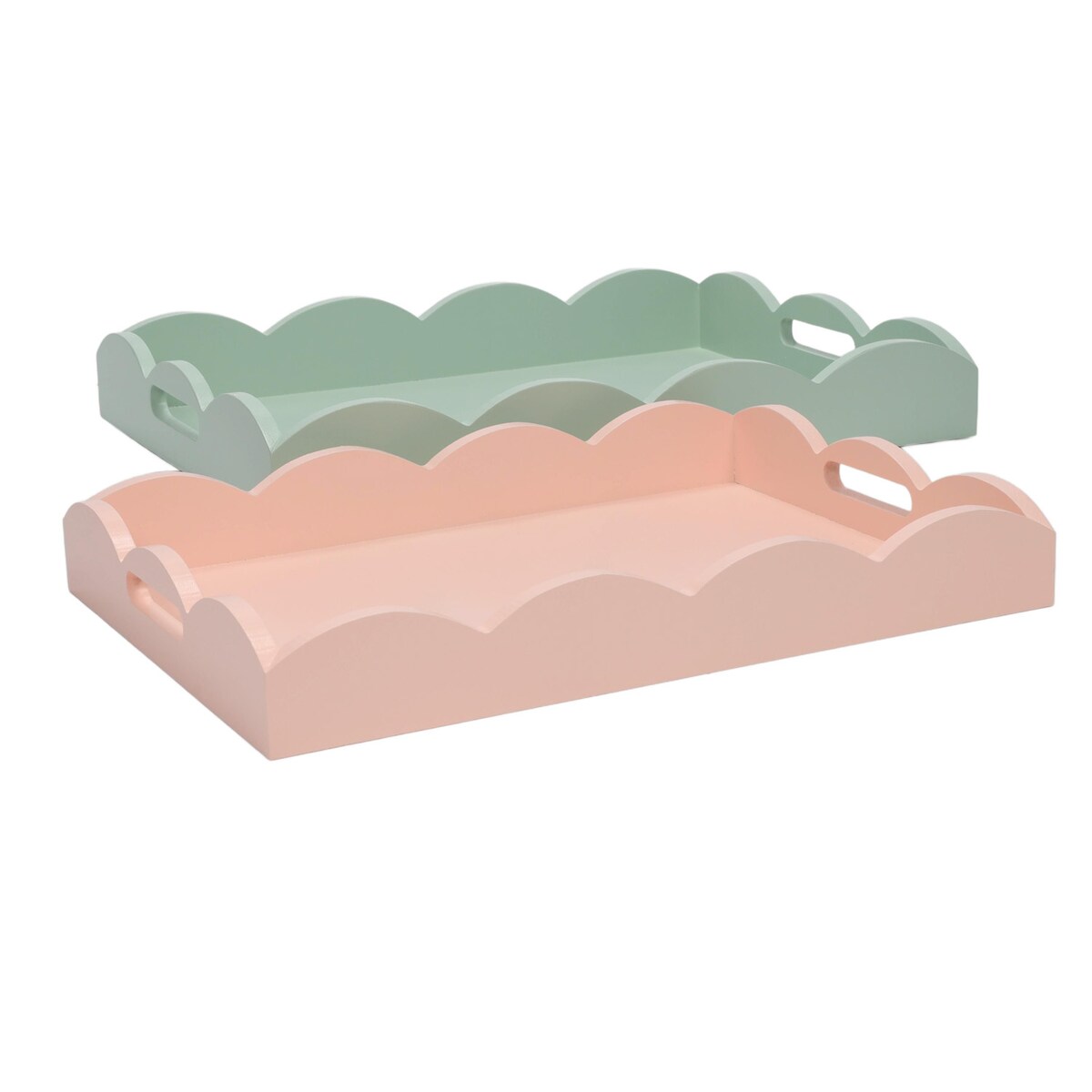 Zestaw 2 drewnianych pastelowych tacek, matowe wykończenie