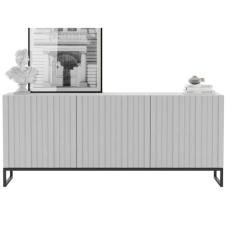 Nowoczesna Szafka RTV Loft Biały Mat Komoda RTV Glamour 168 cm Czarna Rama Loft