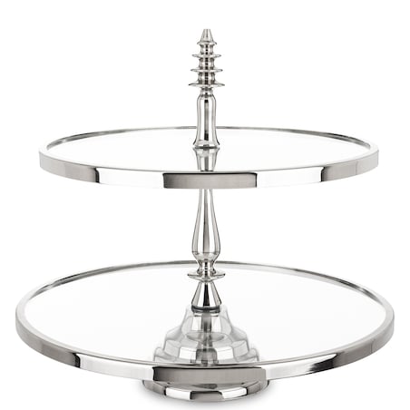 Patera szklana 2-poziomy 40x40,5x40,5 cm LONDA-3 srebrna