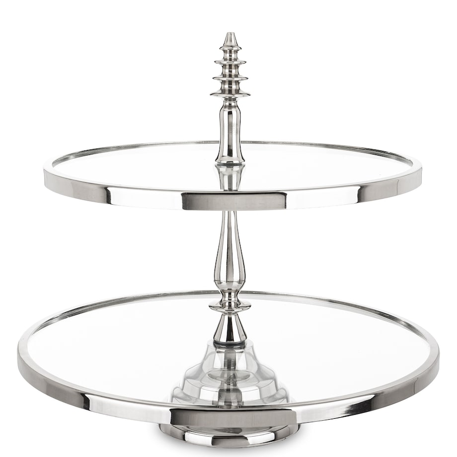 Patera szklana 2-poziomy 40x40,5x40,5 cm LONDA-3 srebrna