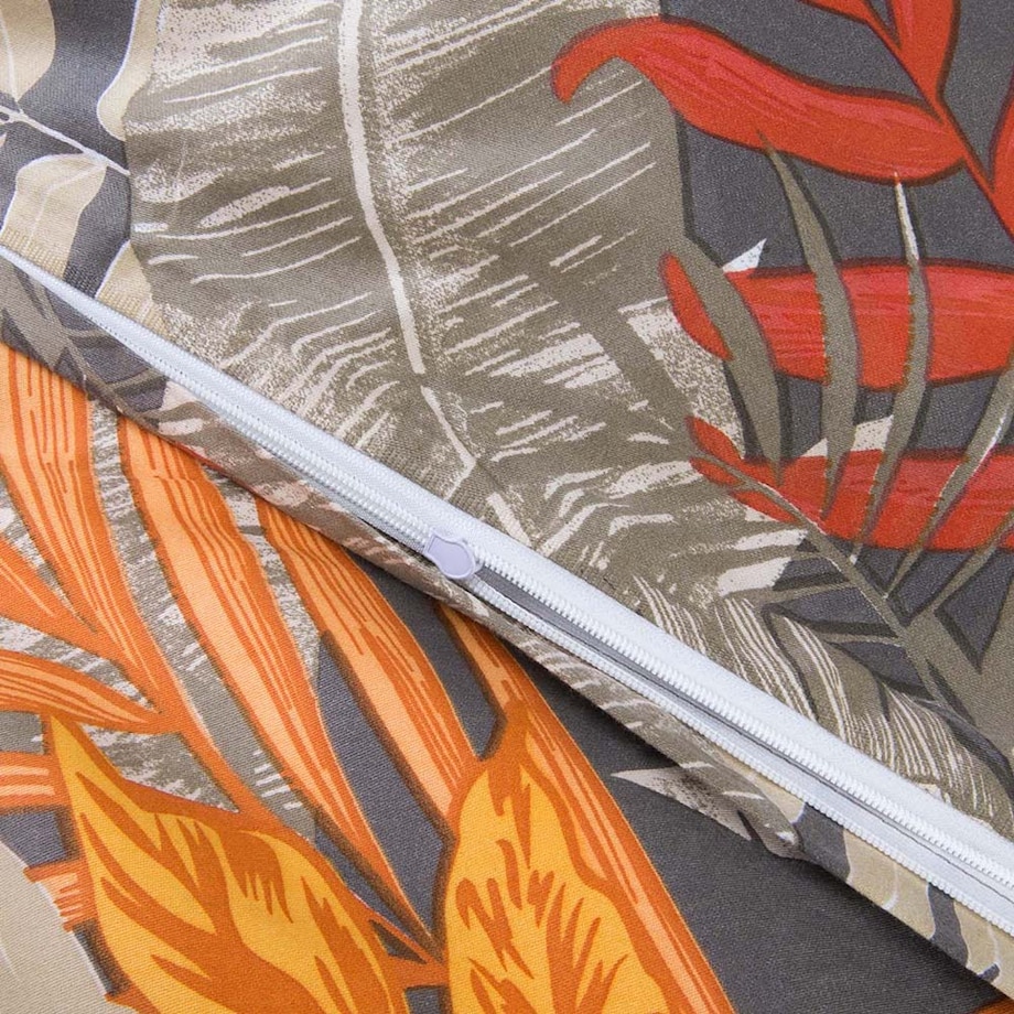 Pościel satyna bawełniana 220x200 Tropenza tropikalne liście na szarym tle, Satynlove