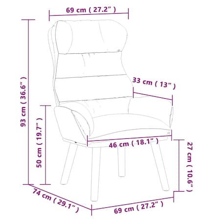 vidaXL Fotel relaksacyjny jasnozielony 69 x 74 x 93 cm Aksamit