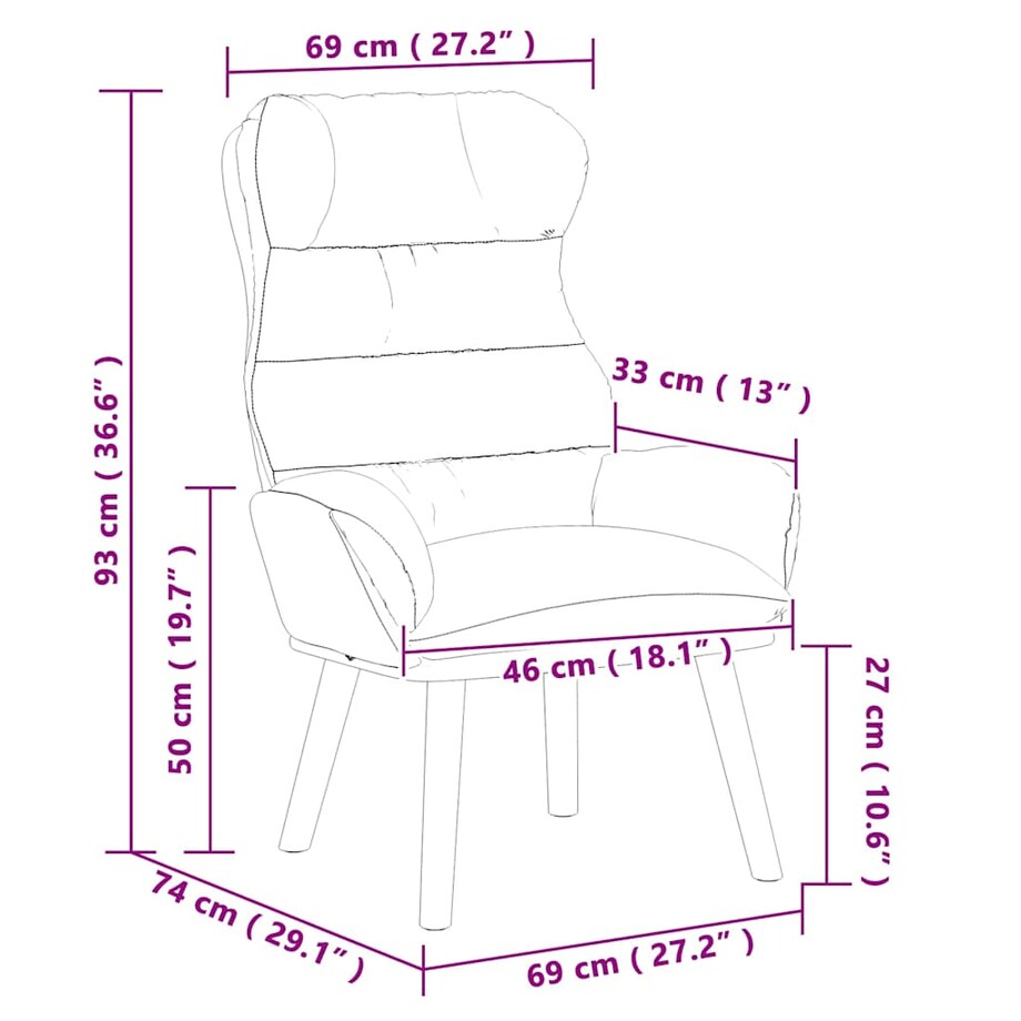 vidaXL Fotel relaksacyjny jasnozielony 69 x 74 x 93 cm Aksamit