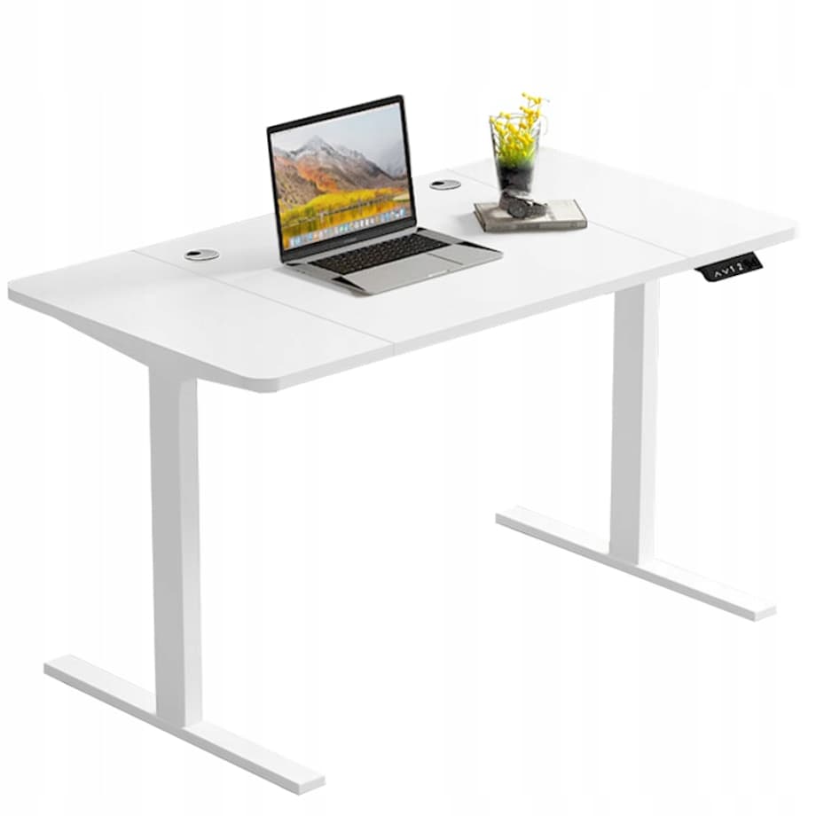 Biurko Elektryczne Podnoszone Białe 160 cm Regulowane Wysokości 72-118 cm