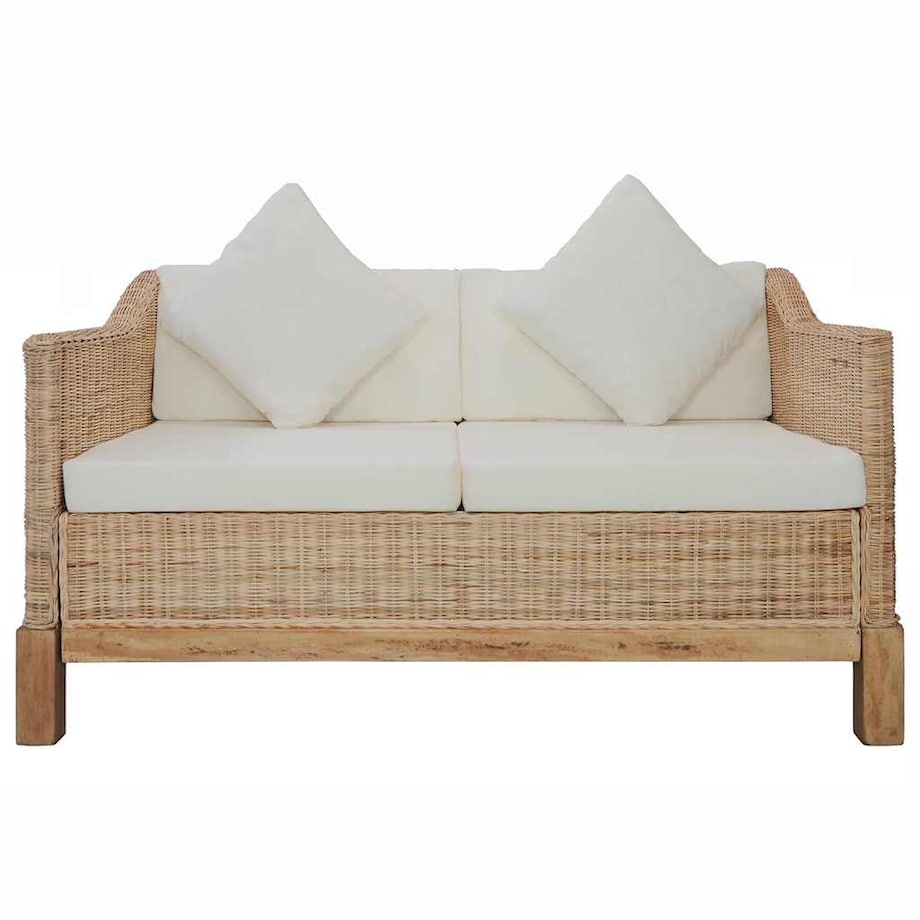 vidaXL 2-częściowy zestaw wypoczynkowy z poduszkami, naturalny rattan