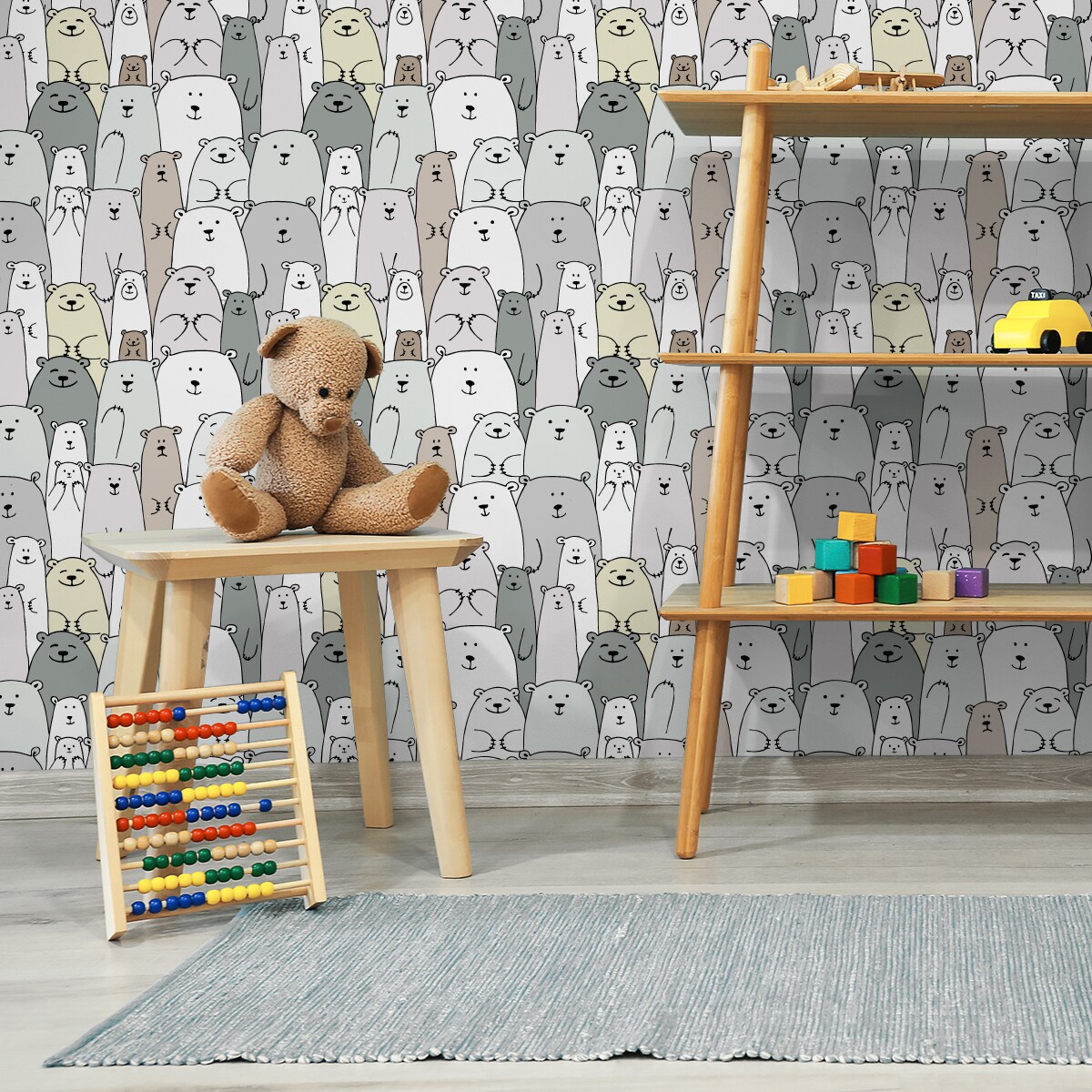 Tapeta Dla Dzieci Kolorowe Rysunkowe MISIE