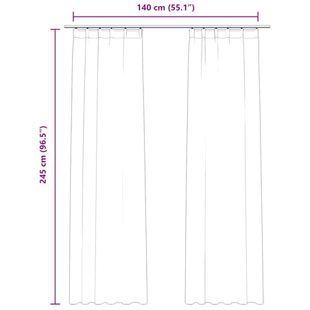 vidaXL Zasłony z haczykami, 2 szt., aksamitne, antracyt, 140x245 cm